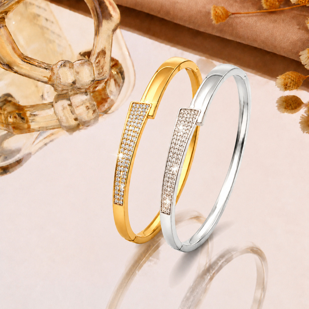 Affordable Luxury Full-diamond Titanium Steel Bracelet