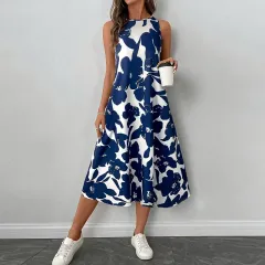 Dress Polyester Sleeveless Vest A- Line Skirt - Colour-M - View 1
