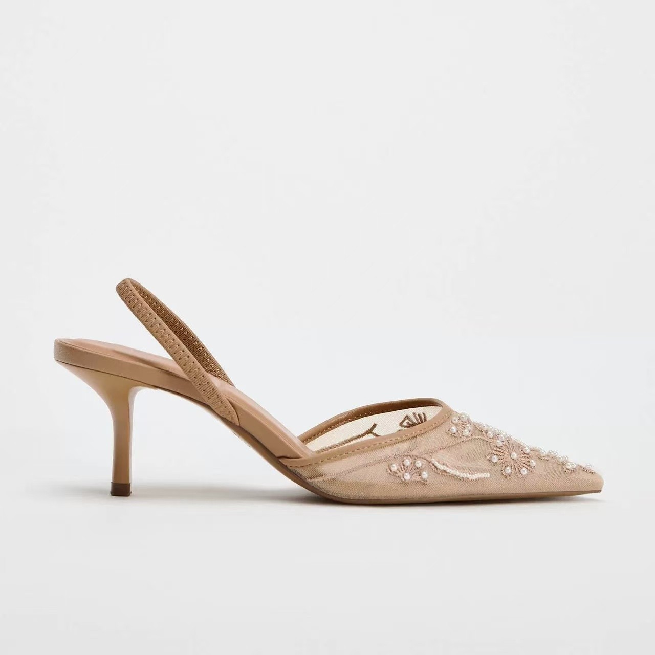 Embroidered Mesh Stiletto Mules, picture 4 of 5