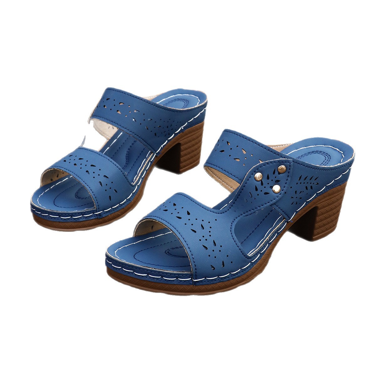 Chunky-Heel Round-Toe Sandals