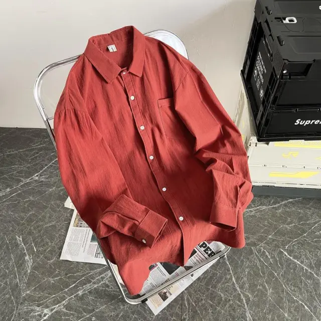 Men's Style Trendy Loose Casual Shirt Wine - Shop at LoveMi
