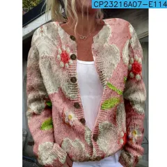 New Women's Autumn And Winter Style Loose 3D Printed Knitted Cardigan Sweater - 7 Style-M - View 1