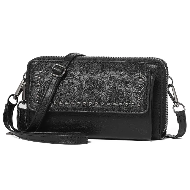 Large Capacity Embossed Mini Crossbody Bag Black - Shop at LoveMi