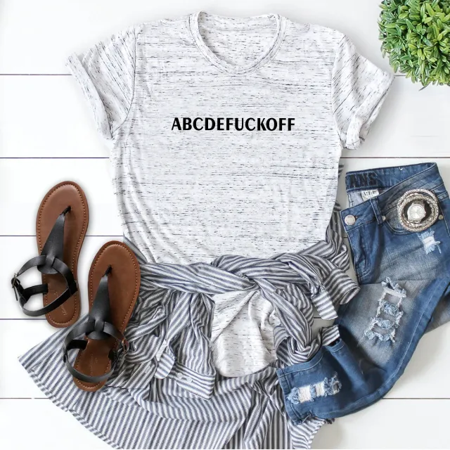 In Stock European And American Spoof Letter Fuck Off Short Sleeve Women's T shirt Marble Xxxxxl - Shop at LoveMi