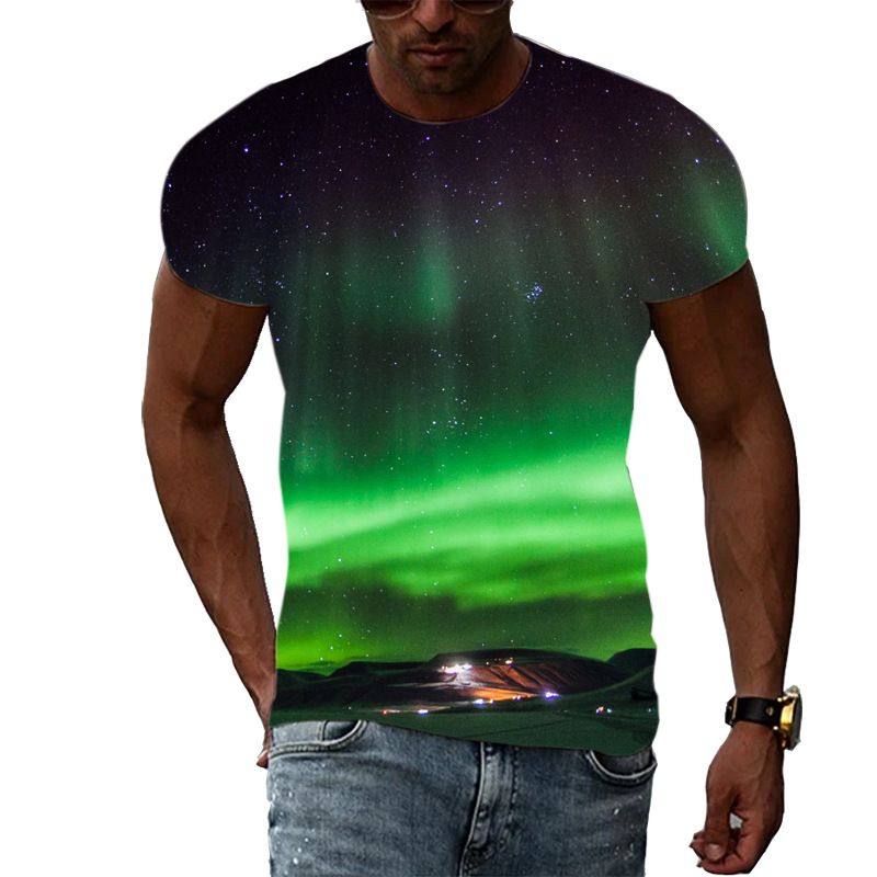 Title 5, T-shirt 3D à motif Aurora pour hommes, imprimé ...