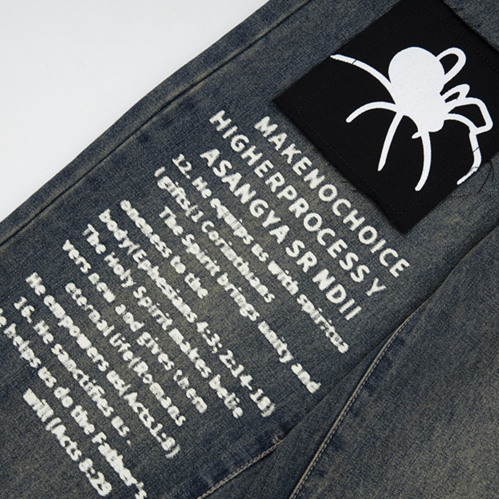 Spider English Letters Straight-leg Pants Men