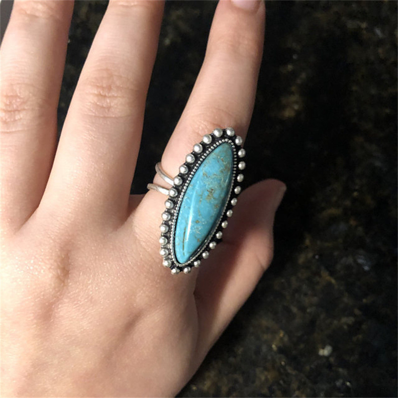 Women's Vintage Simple Patterned Turquoise Ring