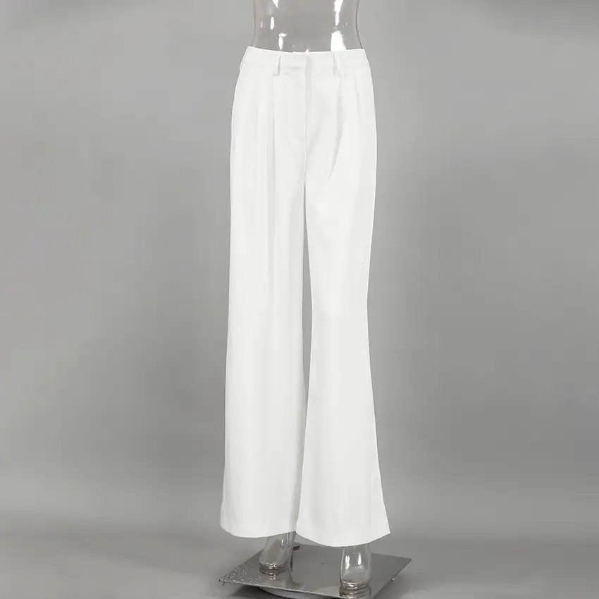 White High-waist Trousers Fashion Loose Casual Pants