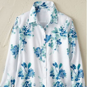 Womens Long-sleeve Shirt With A Simple Floral Print Top
