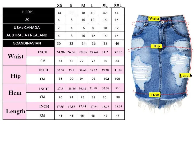 Title 1, Saia jeans feminina europeia e americana de cin...