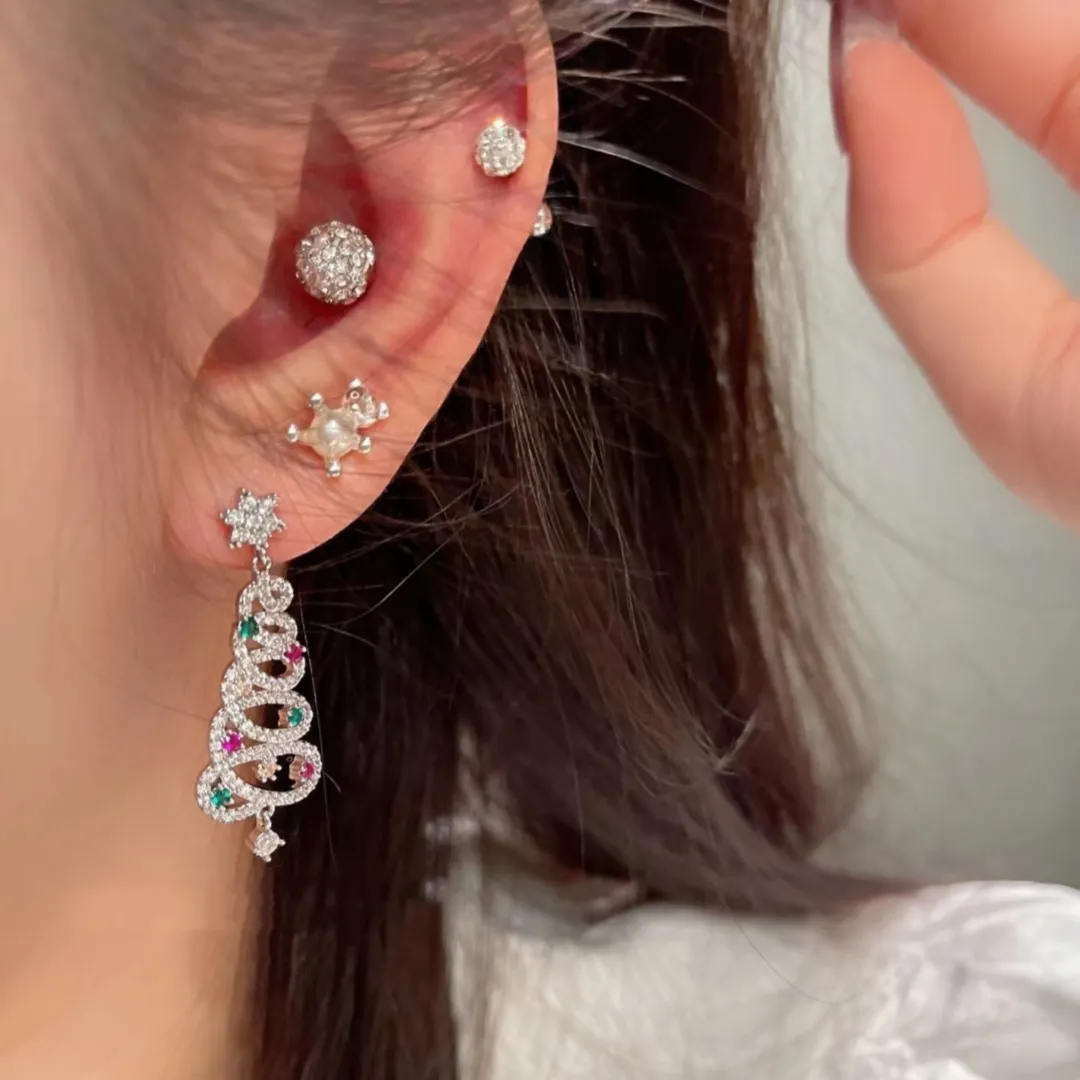 New Full Inlaid Colorful Zircon Christmas Tree Tassel Earrings Women's Fashion Personality Earrings Party Jewelry Christmas Gift – image 5