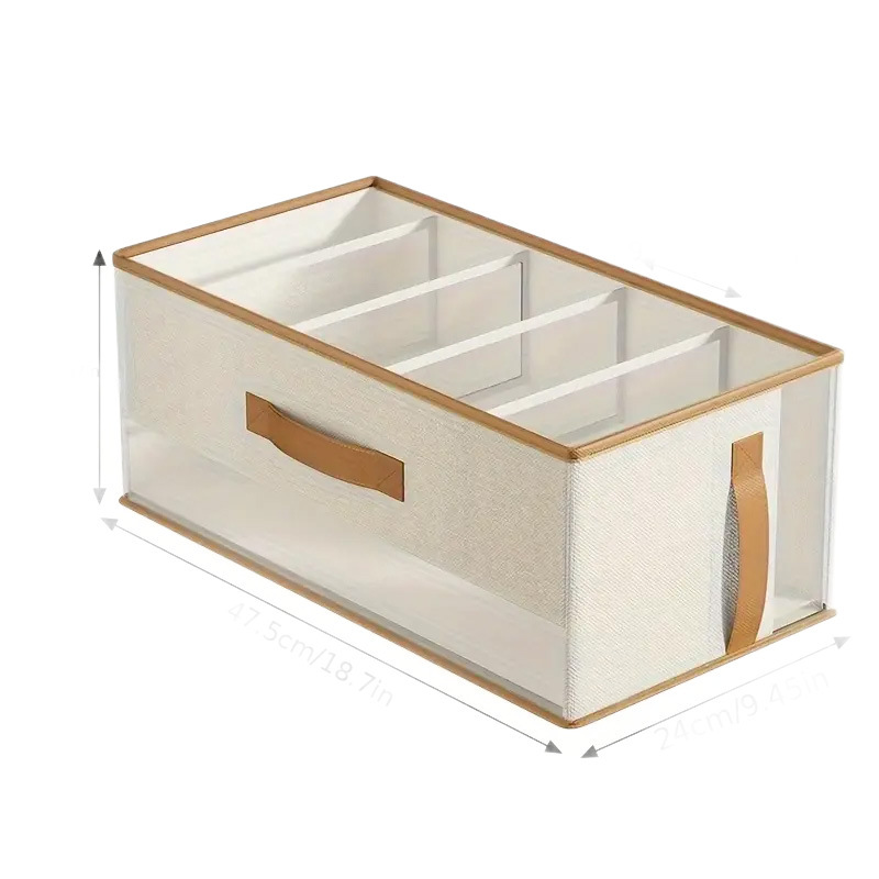 Storage Tote With PU Edging And Yellow Trim Multi-compartment Organizer For Clothes - Image 4