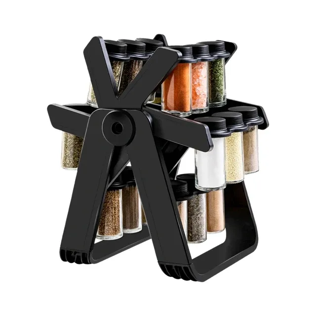 Kitchen Storage Tank Rotating Ferris Wheel Seasoning Rack Black - Shop at LoveMi