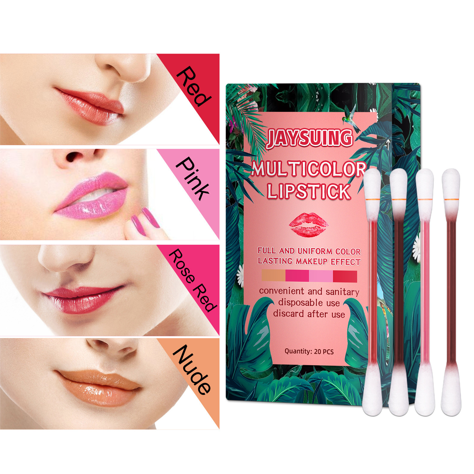 محدد شفاه قطن مقاوم للتلاشي مع عبوة سيجارة محمولة بلمسة مطفية للنساء