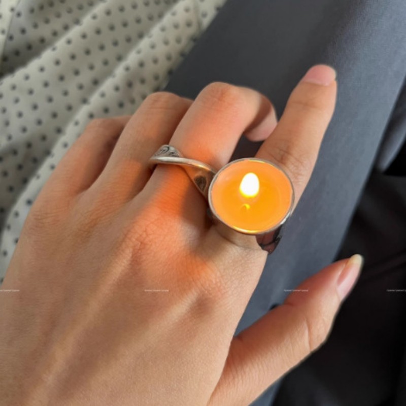 Candle Candlestick Mirror High Profile Retro Ring