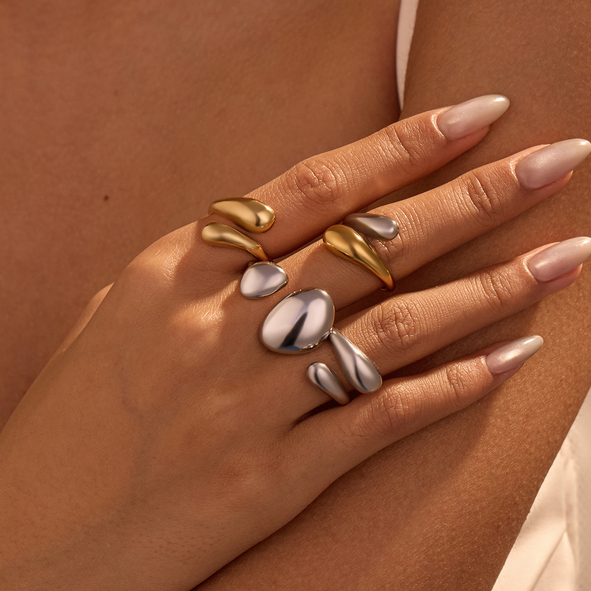 Stainless Steel Smooth-surface Water-drop Ring