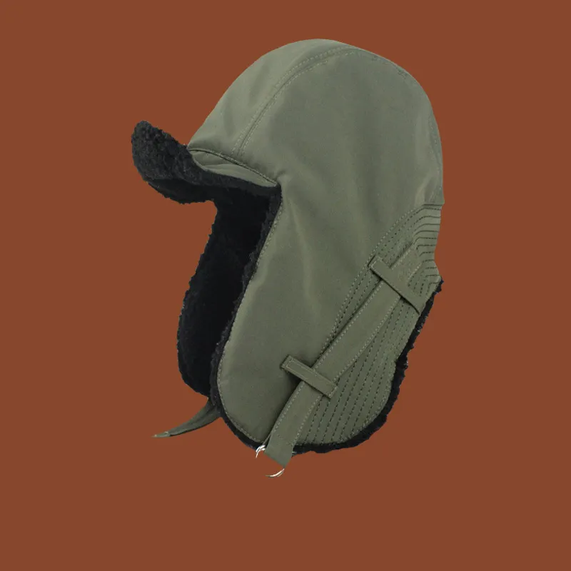 Winter Men's And Women's Fleece-lined Thickened Ski Cap Windproof Warm Outdoor Hat - Green