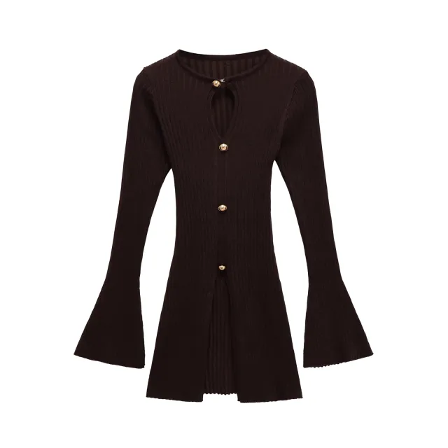 European And American Style Elegant Sunken Stripe Slim Sweater Wine - Shop at LoveMi