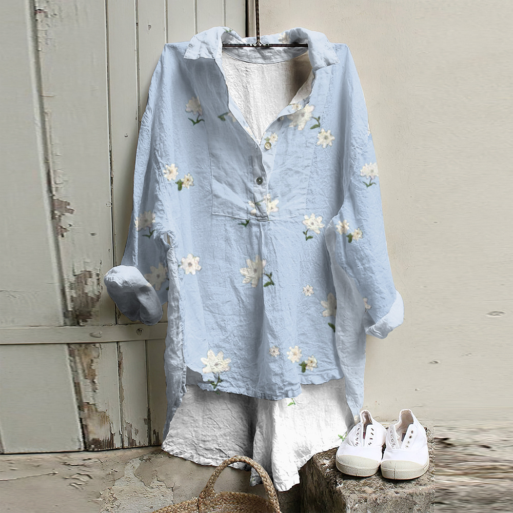 Foreign Trade Cross-border New Fashion Women's Shirt Natural Style