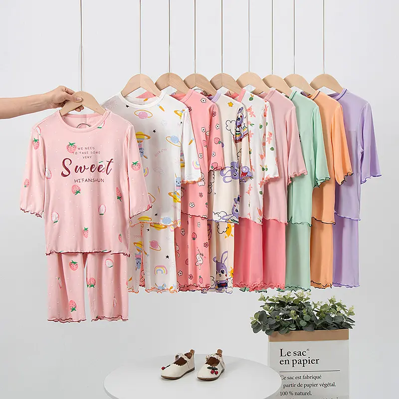 Girls' Summer Modal Short Sleeved Home Clothing