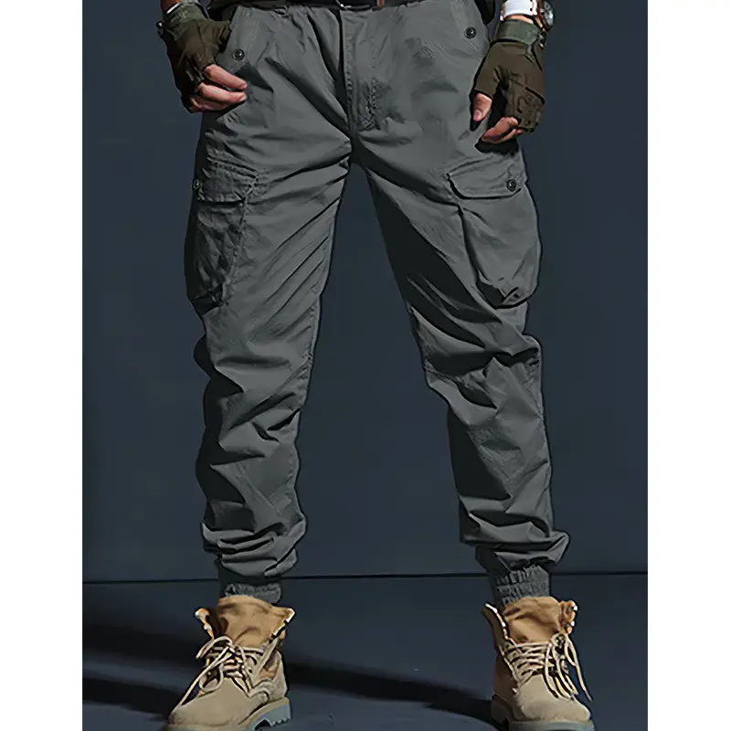 Mens Slim-fit Multi-pocket Work Trousers
