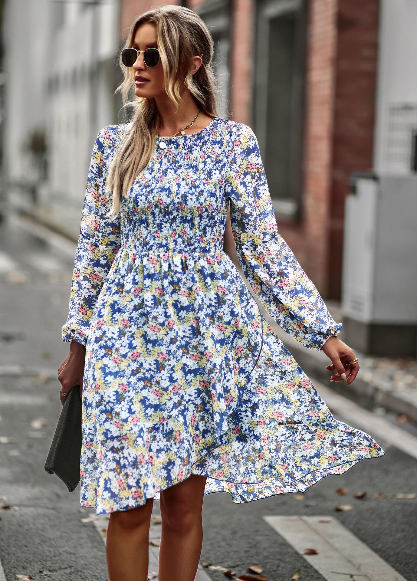 Women's Fashion Round Neck Temperament Leisure Dress