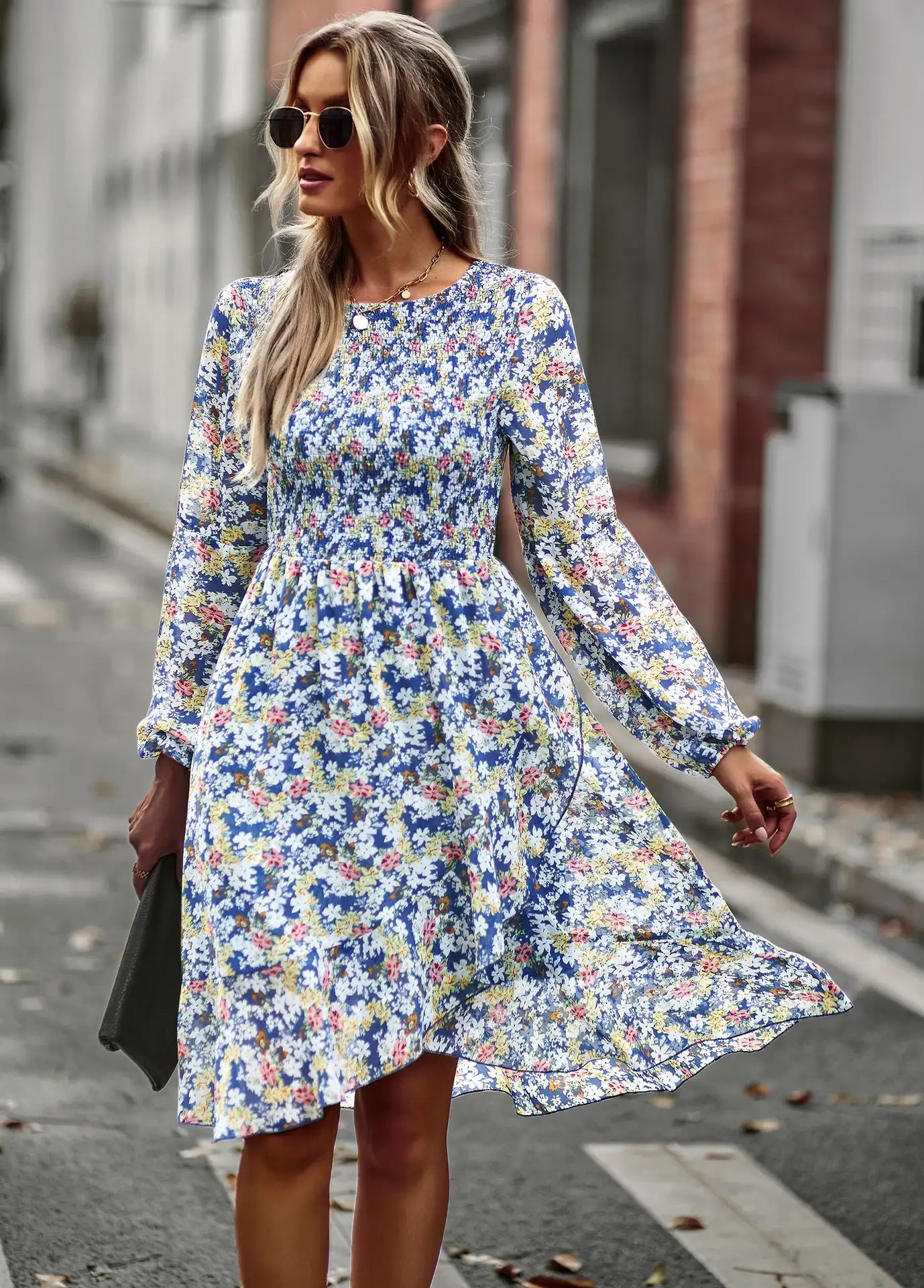 Women's Fashion Round Neck Temperament Leisure Dress