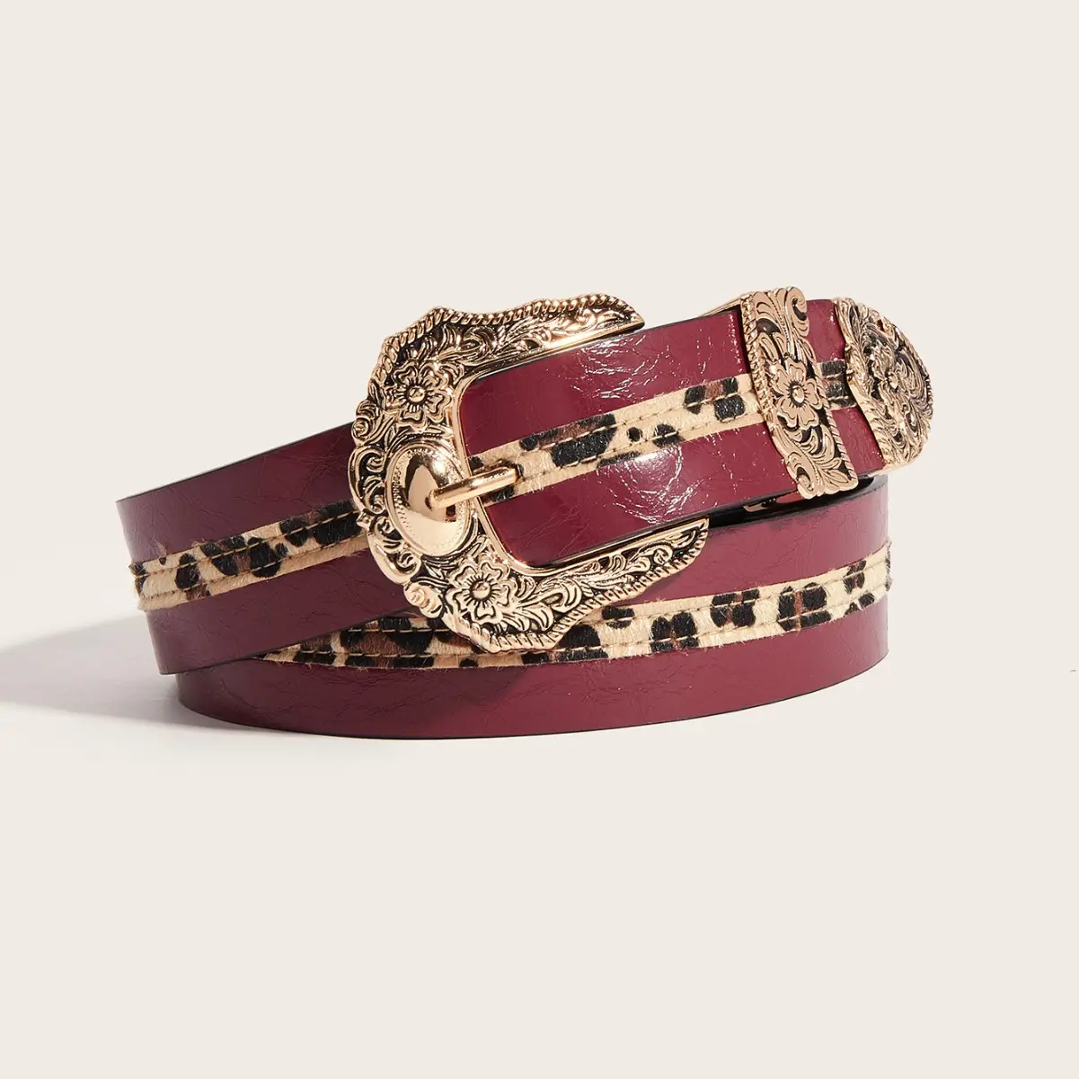 Punk-style Womens Carved-buckle Leather Belt