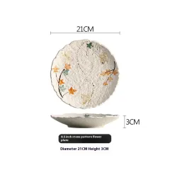 Creative Dinner Plate Household Ceramic Tableware - Stone Grain Lace Plate - View 1