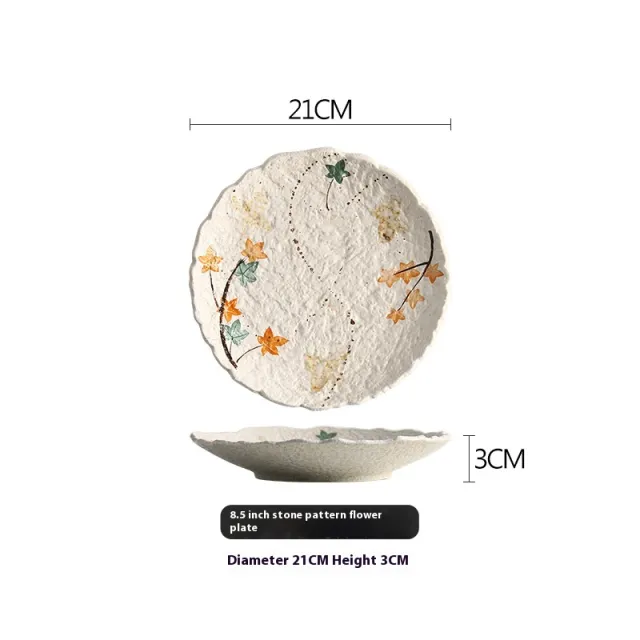 Creative Dinner Plate Household Ceramic Tableware Stone Grain Lace Plate - Shop at LoveMi