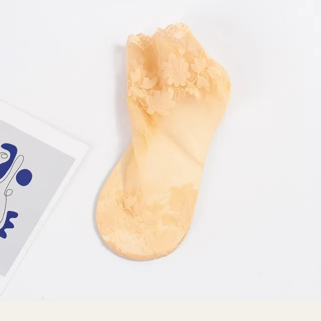 Women's Socks Thin Lace Lace Cotton Base Skin Color - Shop at LoveMi