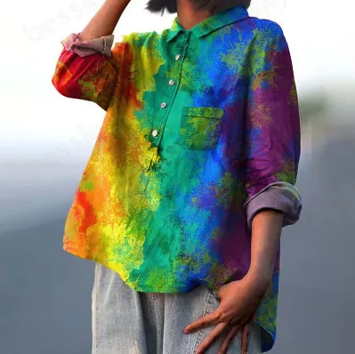 Bamboo Linen Printed Fashion Polo Collar Shirt Xl24053 Hyh54 - Shop at LoveMi