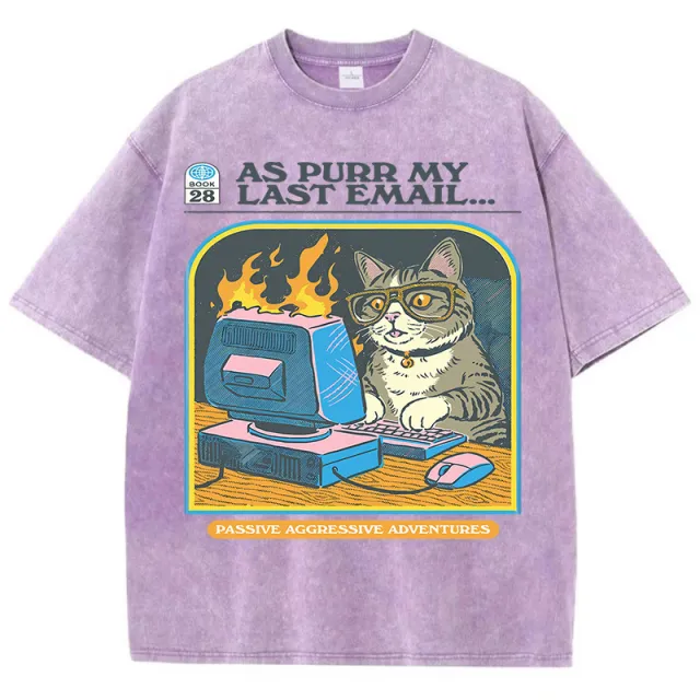 Men's Cat Playing Game Print Top Purple - Shop at LoveMi