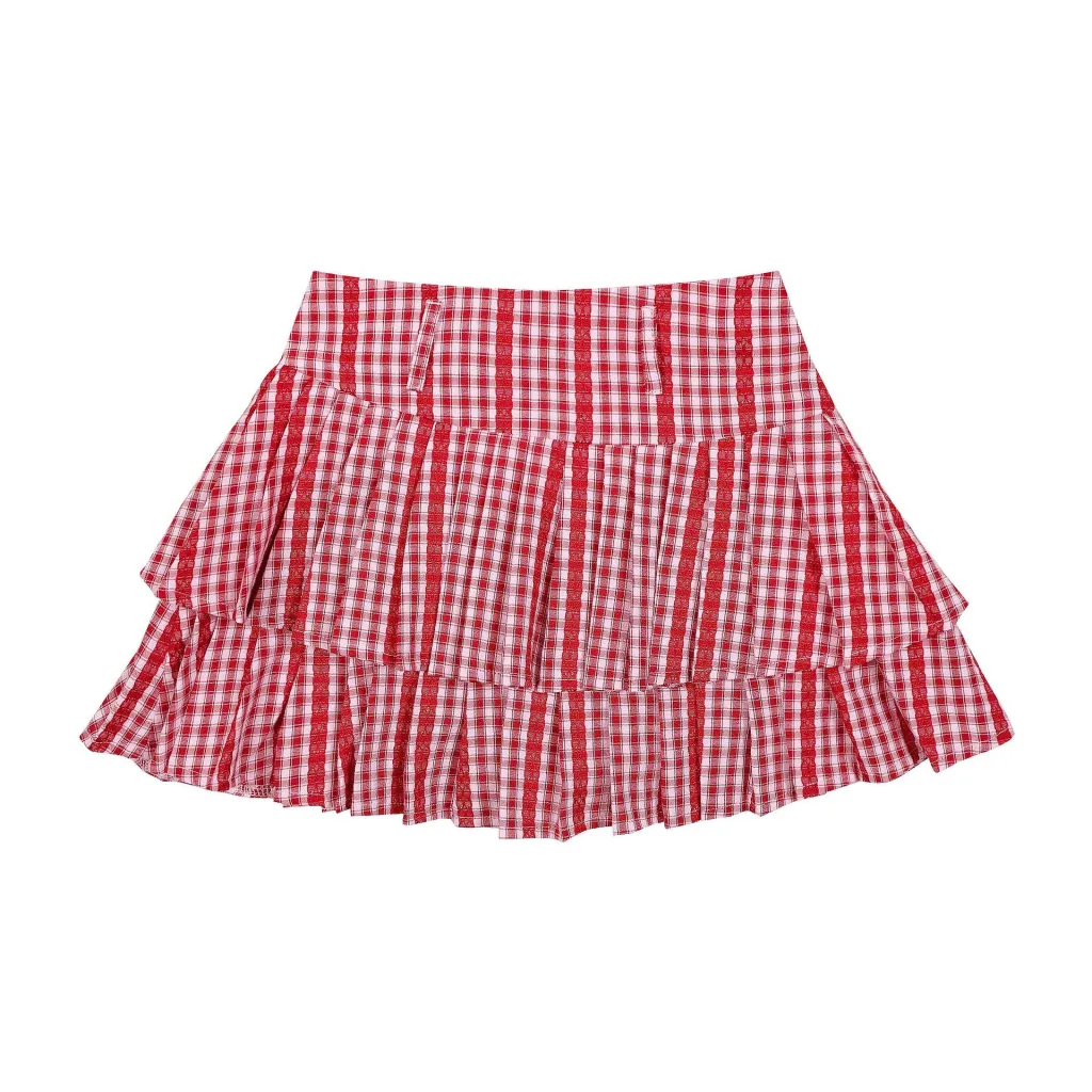 Women's American-style Retro Black And White Plaid Coat Autumn Leisure - Red