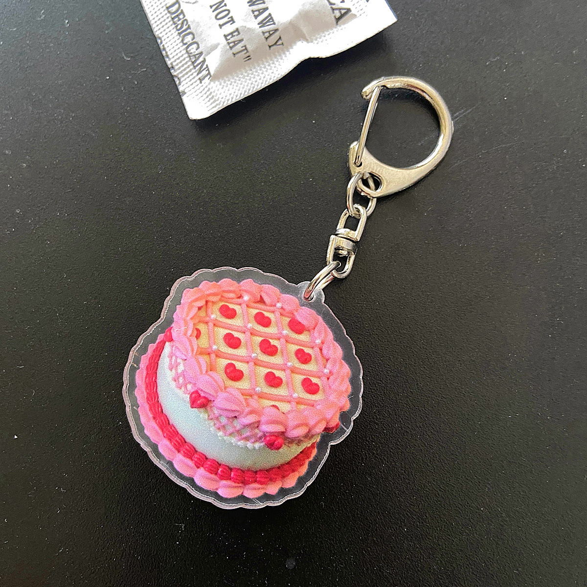 Happy Birthday Cake Acrylic Keychain Pendant Vintage Lovely Bag Accessories Pink Cake D - Shop at LoveMi