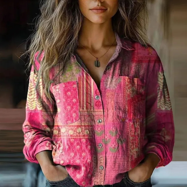 Women's Loose Casual Tie dye Printed Long sleeved Shirt Style24121605 M - Shop at LoveMi