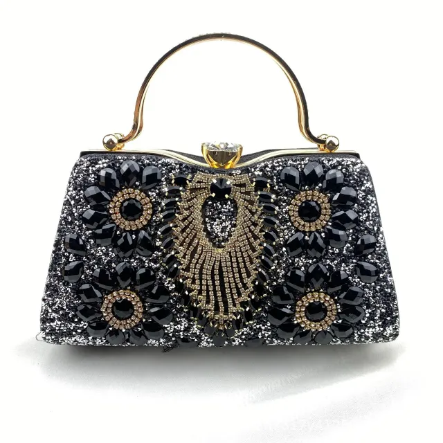 Women's Shiny Banquet Clutch Horizontal Square Black - Shop at LoveMi
