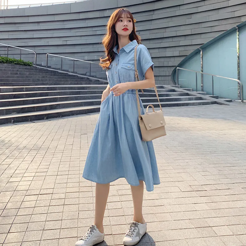 Thin Ice Silk Denim Dress Women's Summer