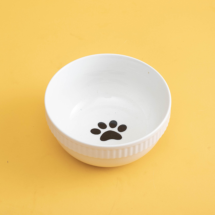 White Paw Print Planet Bowl