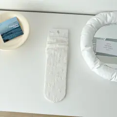Japanese Summer Thin Small Flower Lace Bunching Socks Spun Glass - Small Flower Milky White - View 1