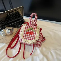 Sweet Lace Mini Checkered Backpack - Red - View 1