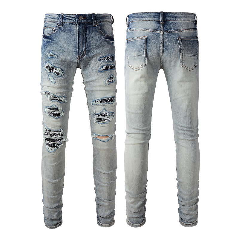 Jeans Ripped Jeans Youth Slim Fit Skinny Pants