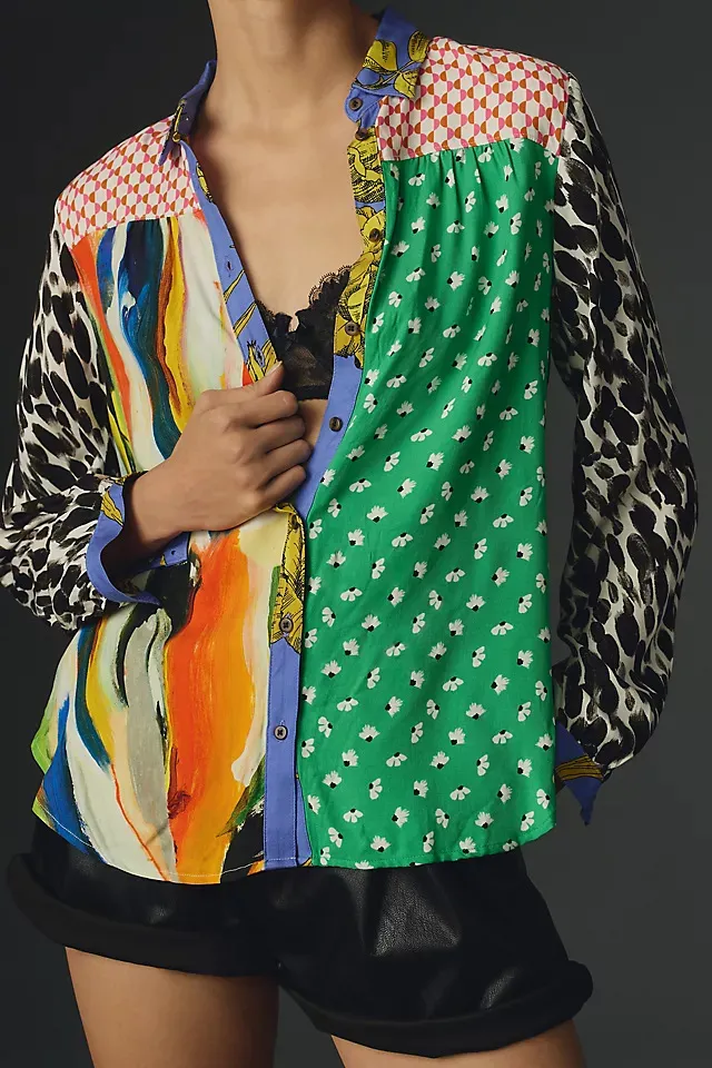 Print Lapel Long Sleeve Shirt Women's 3 Figure - Shop at LoveMi