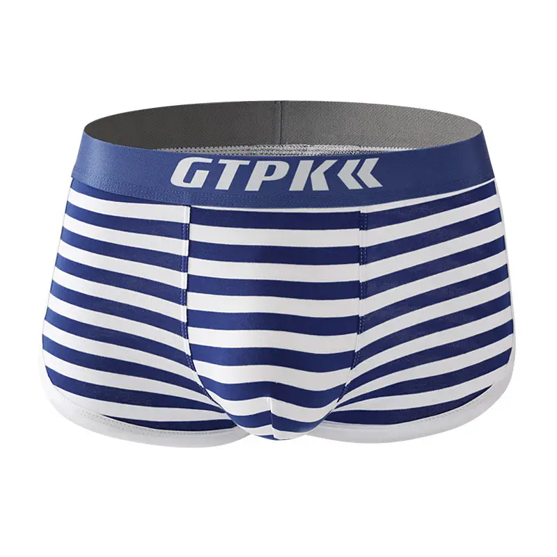 Striped Underwear Mid Mid-waist Breathable Cotton Boxer