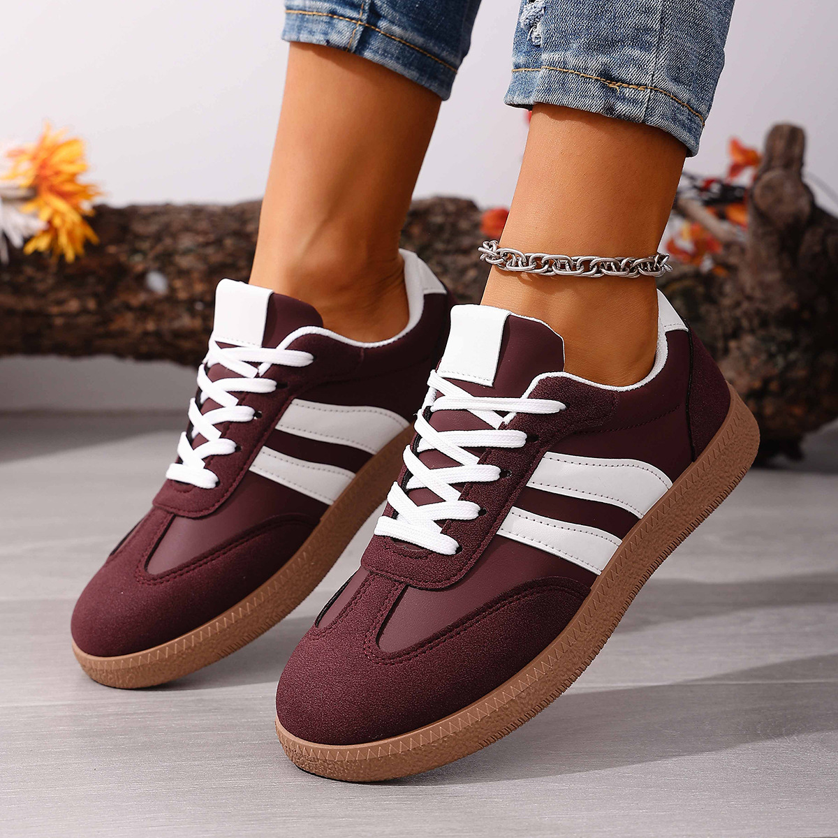 Large Size Color Blocked Round Toe Women's Shoes 10