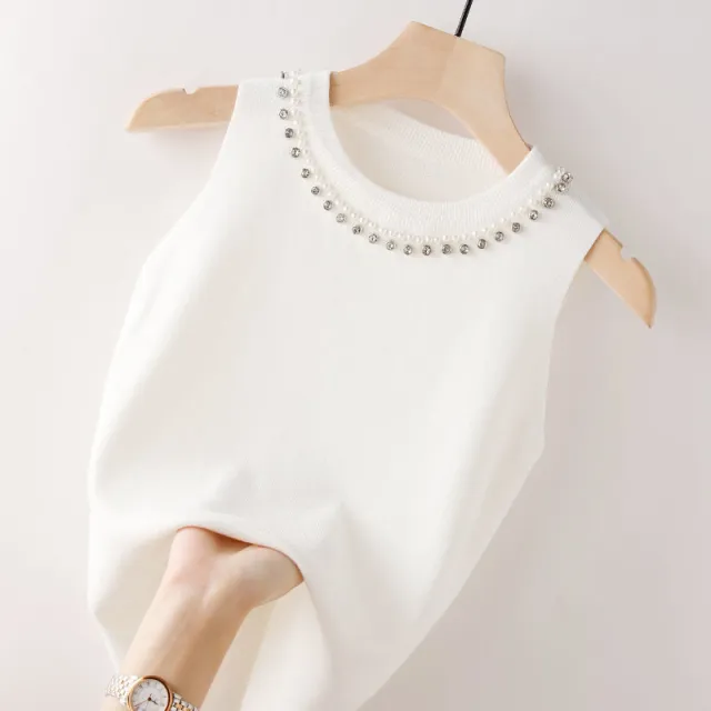 Beaded Ice Silk Camisole Women's Spring And Summer Inner Wear Fashion Slim Fit Wire Nail White - Shop at LoveMi