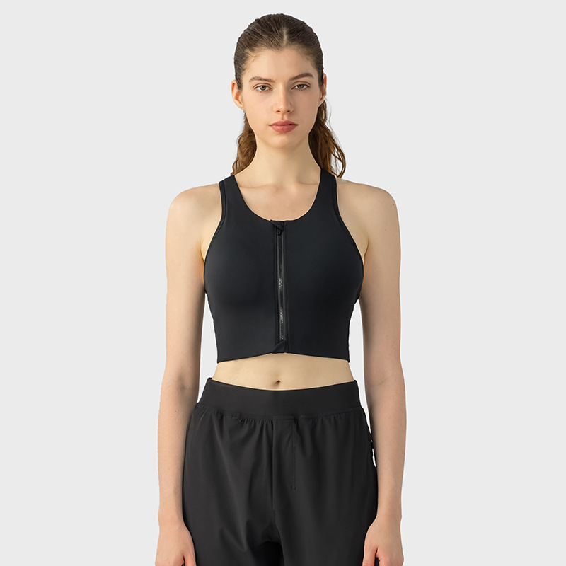 Explosion-proof Front Zipper One-piece Fixed Yoga Bra Top