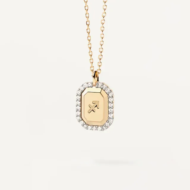 S925 Sterling Silver Twelve Constellation White Zircon Ladies' Pendant Necklace Sagittarius - Shop at LoveMi