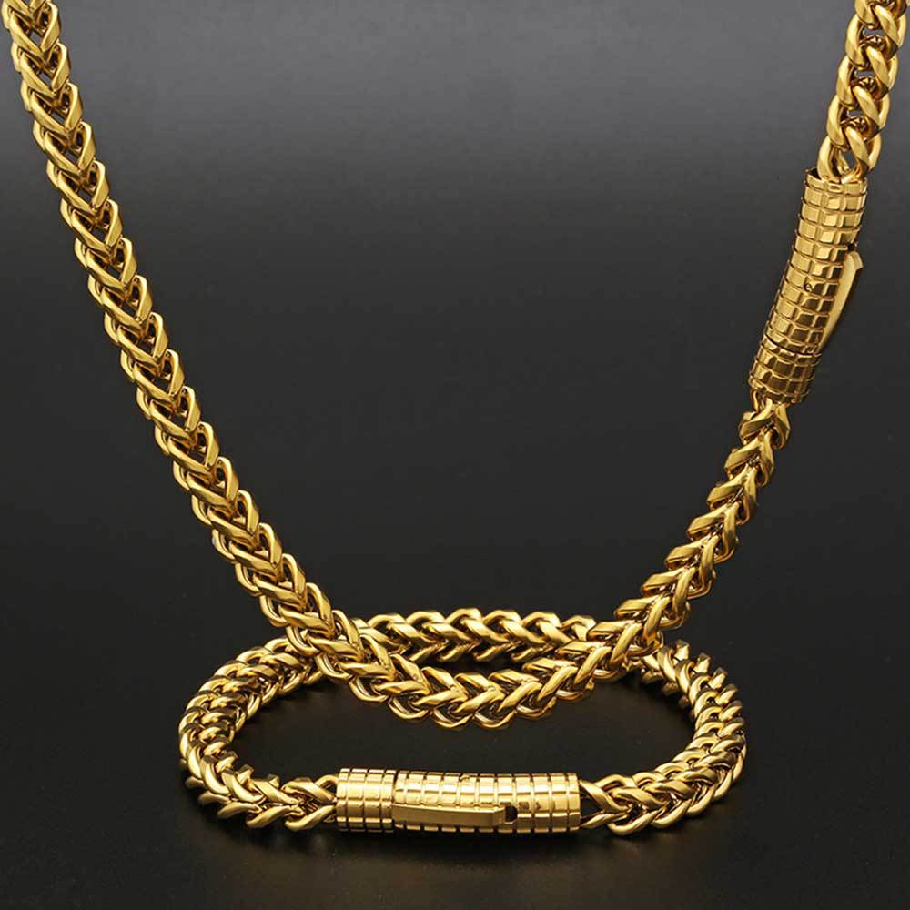 Hip Hop 6mm Spring Buckle Stainless Steel Necklace