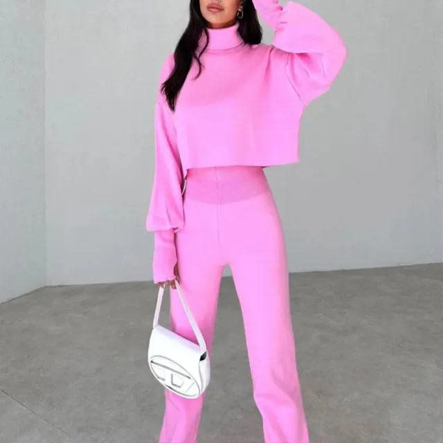 Autumn And Winter New European And American Turtleneck Loose Long Sleeve Top Female Casual Fashion Set Glittering Powder Xl - Shop at LoveMi